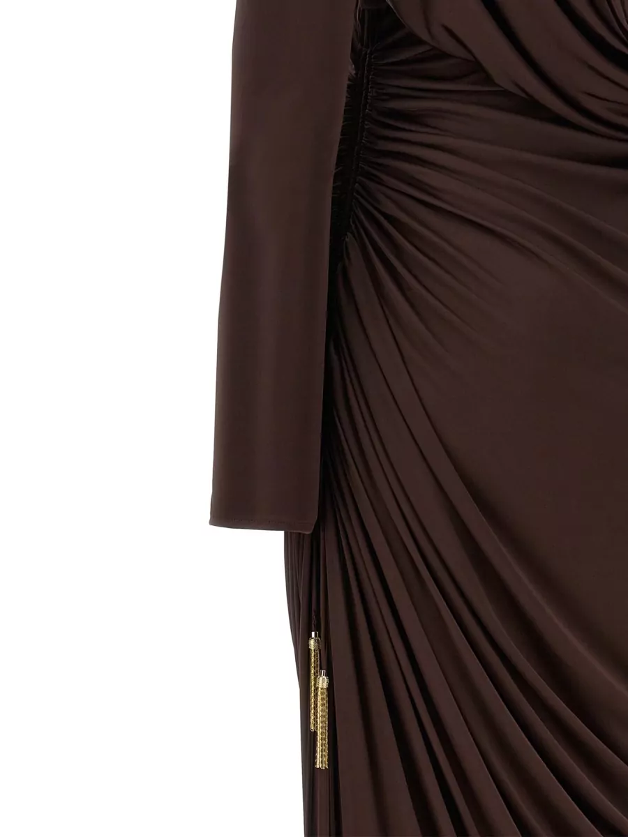Balmain Draped High Neck Maxi Dress