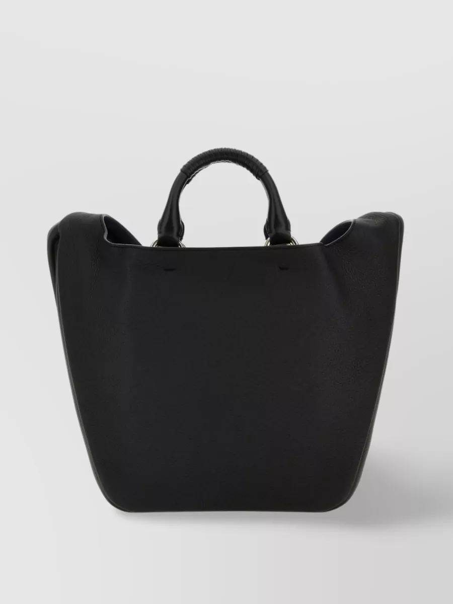 Shop Chloé Medium Deia Leather Tote Bag In Black