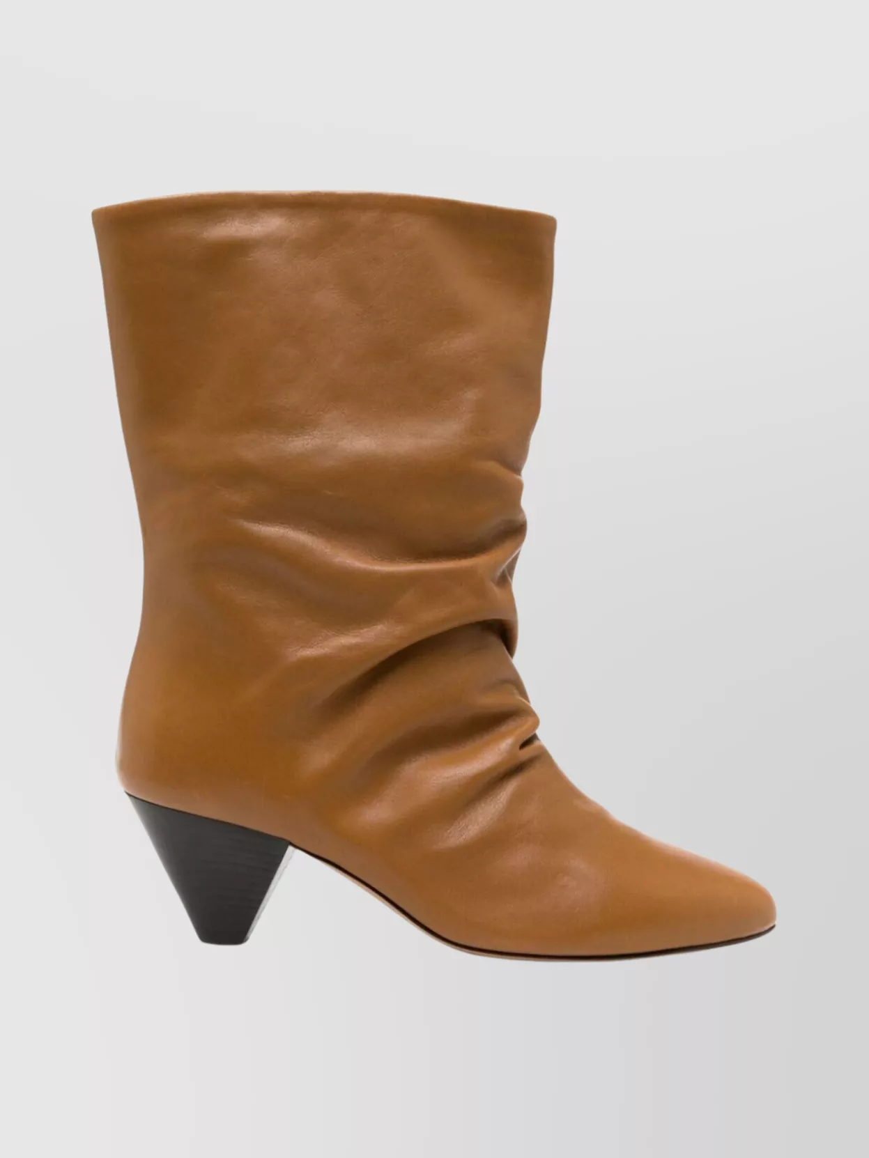 Isabel Marant Reach Mid-calf Leather Cone Heel Boots In Brown