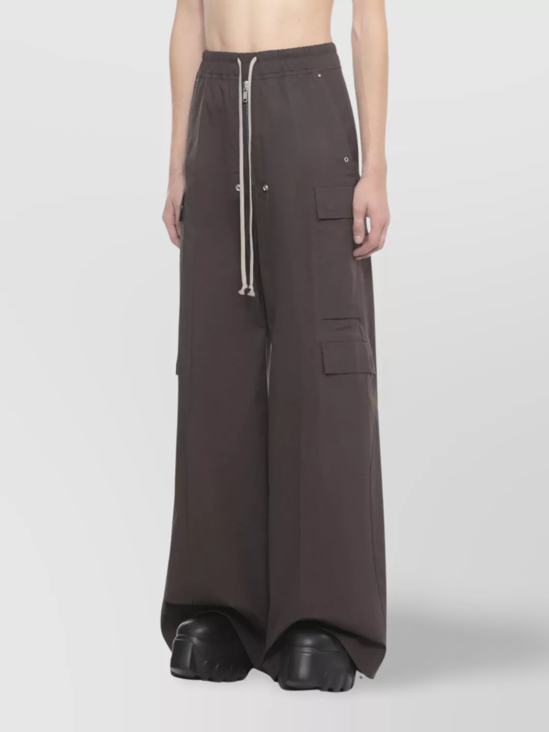 Rick Owens Cargo Wide-Leg Trousers Drawstrings