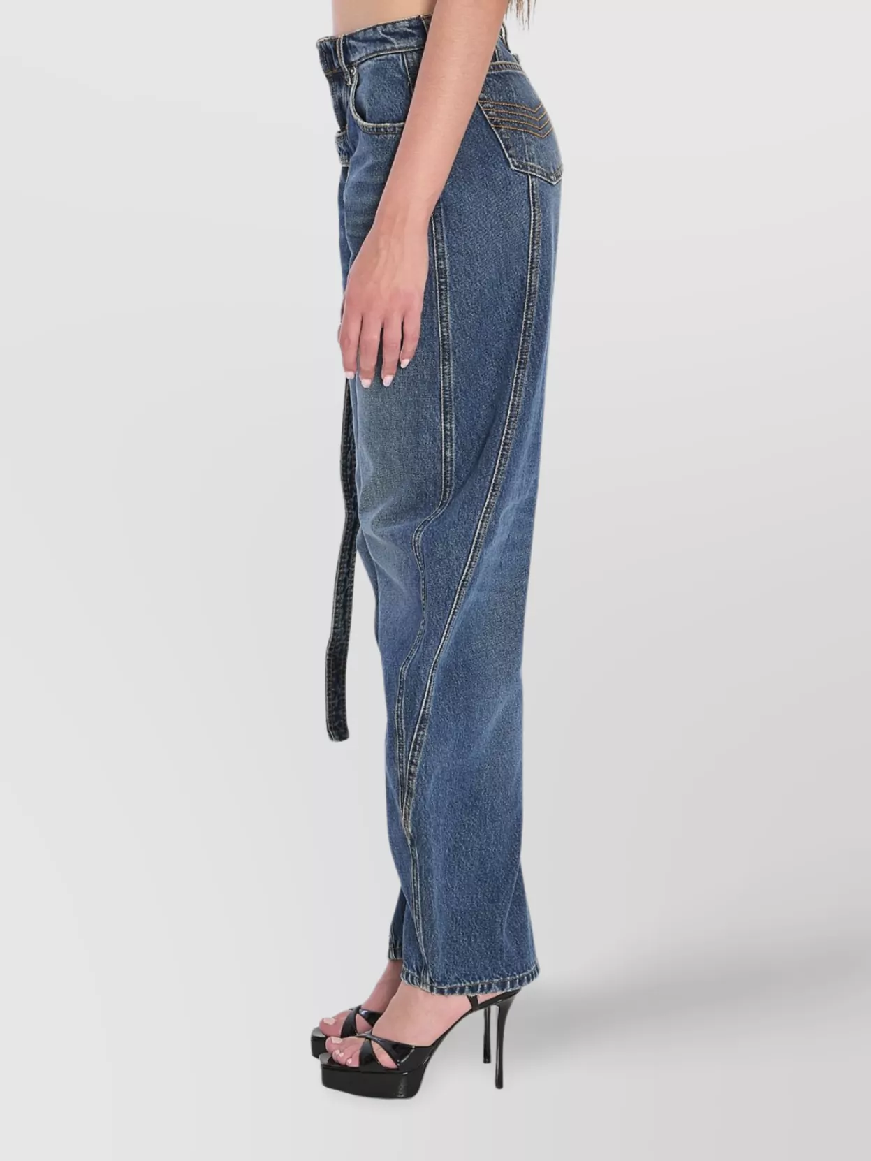 Jean Paul Gaultier Wide-Leg Denim Strap Trousers