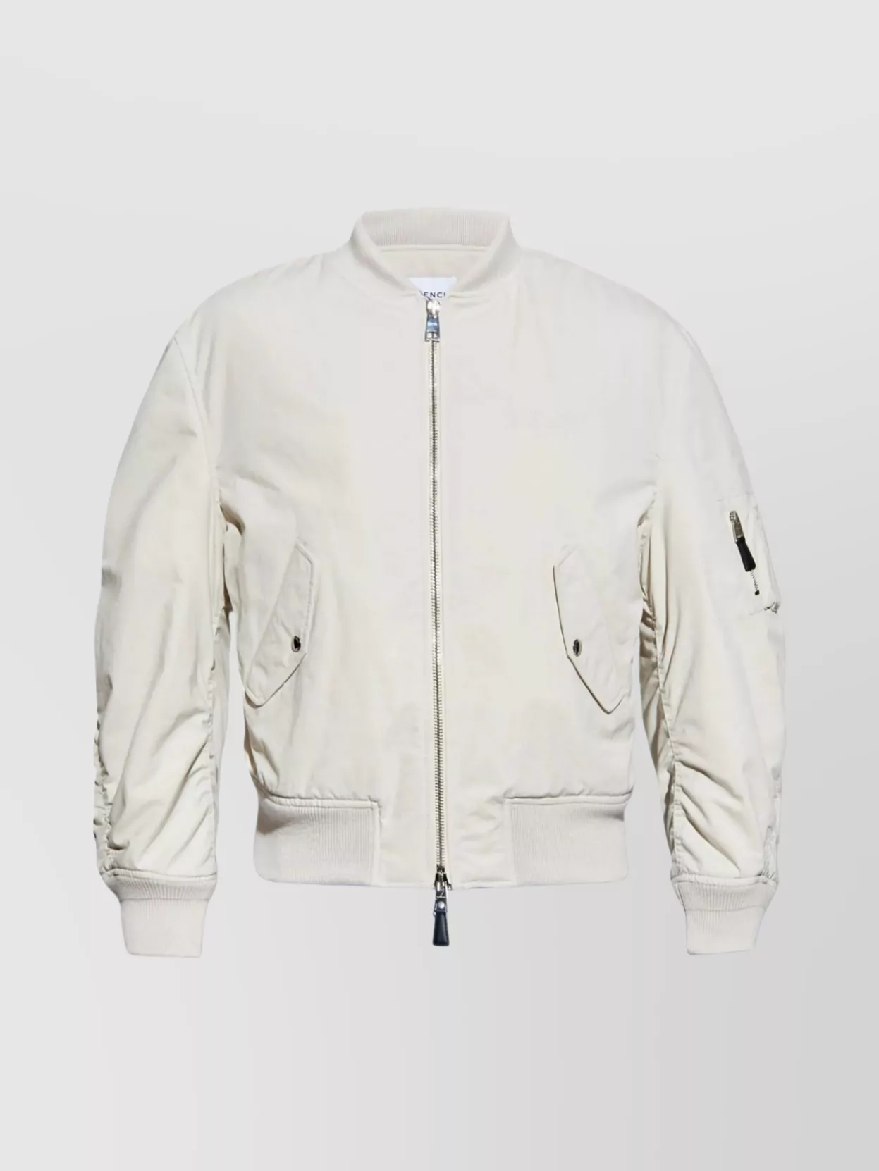 Givenchy Crinkled Cotton Bomber Style Jacket In White