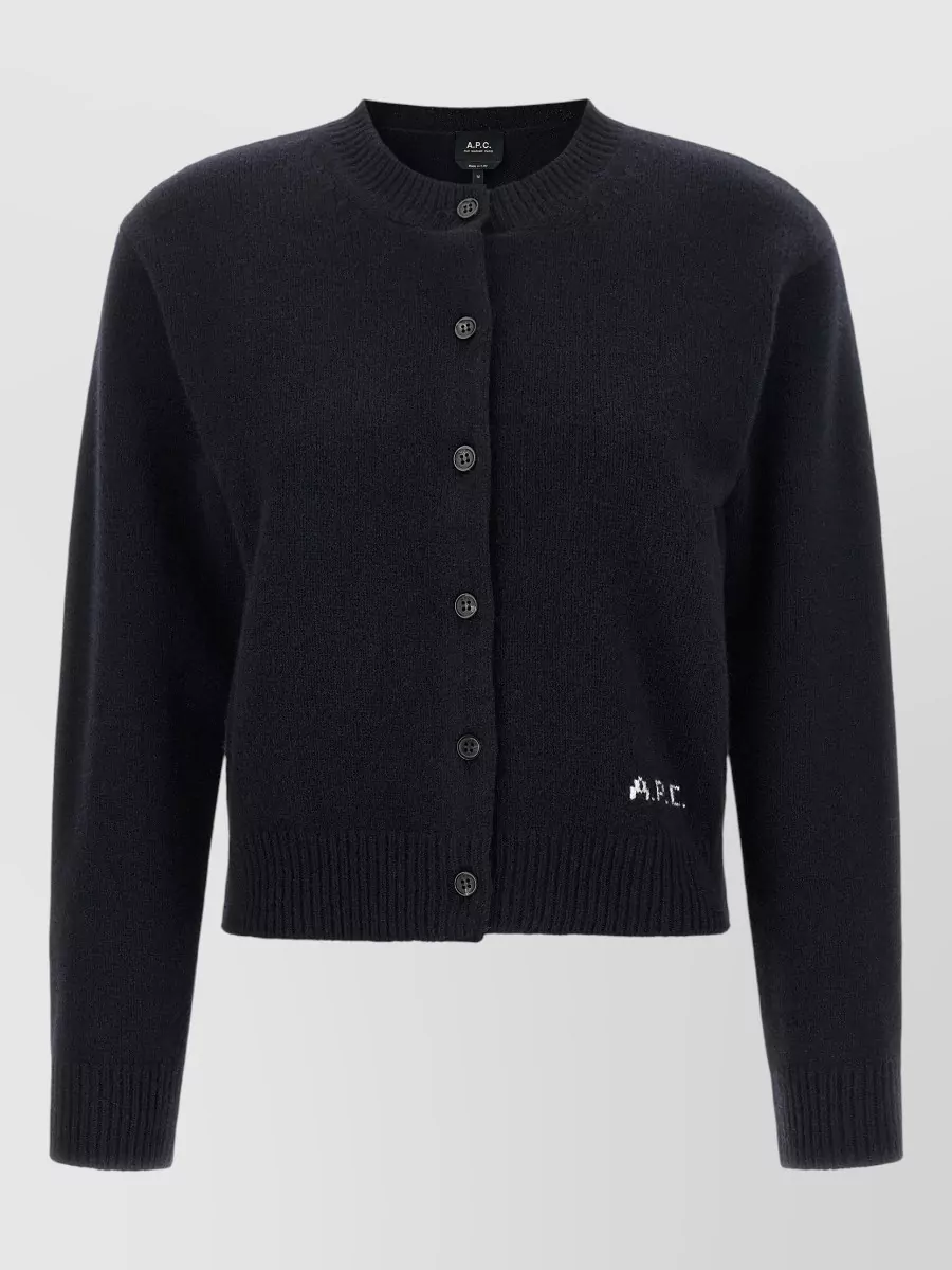 A.P.C. wool ribbed crew neck cardigan