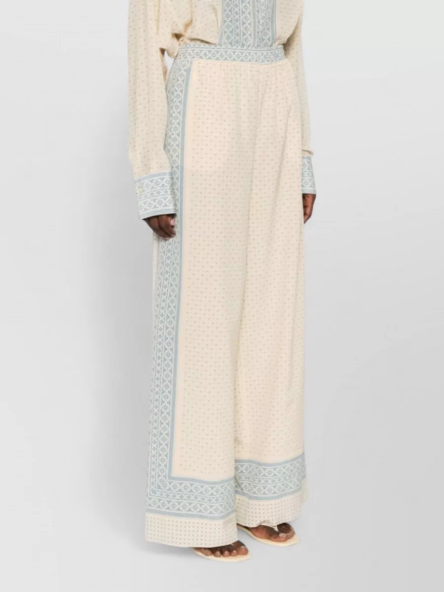 Ermanno Scervino Silk Geometric-Print Wide-Leg Pants