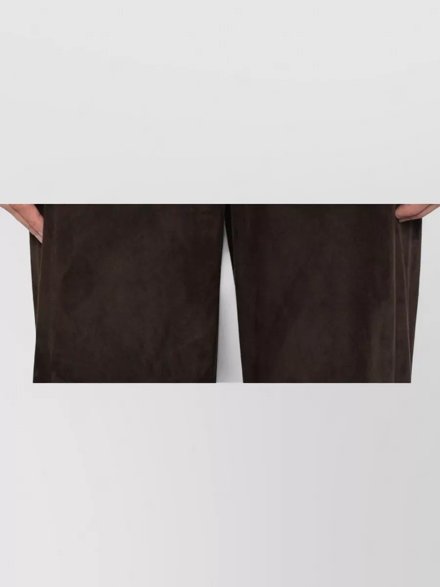 Via Masini 80 Leather High-Rise Wide-Leg Trousers
