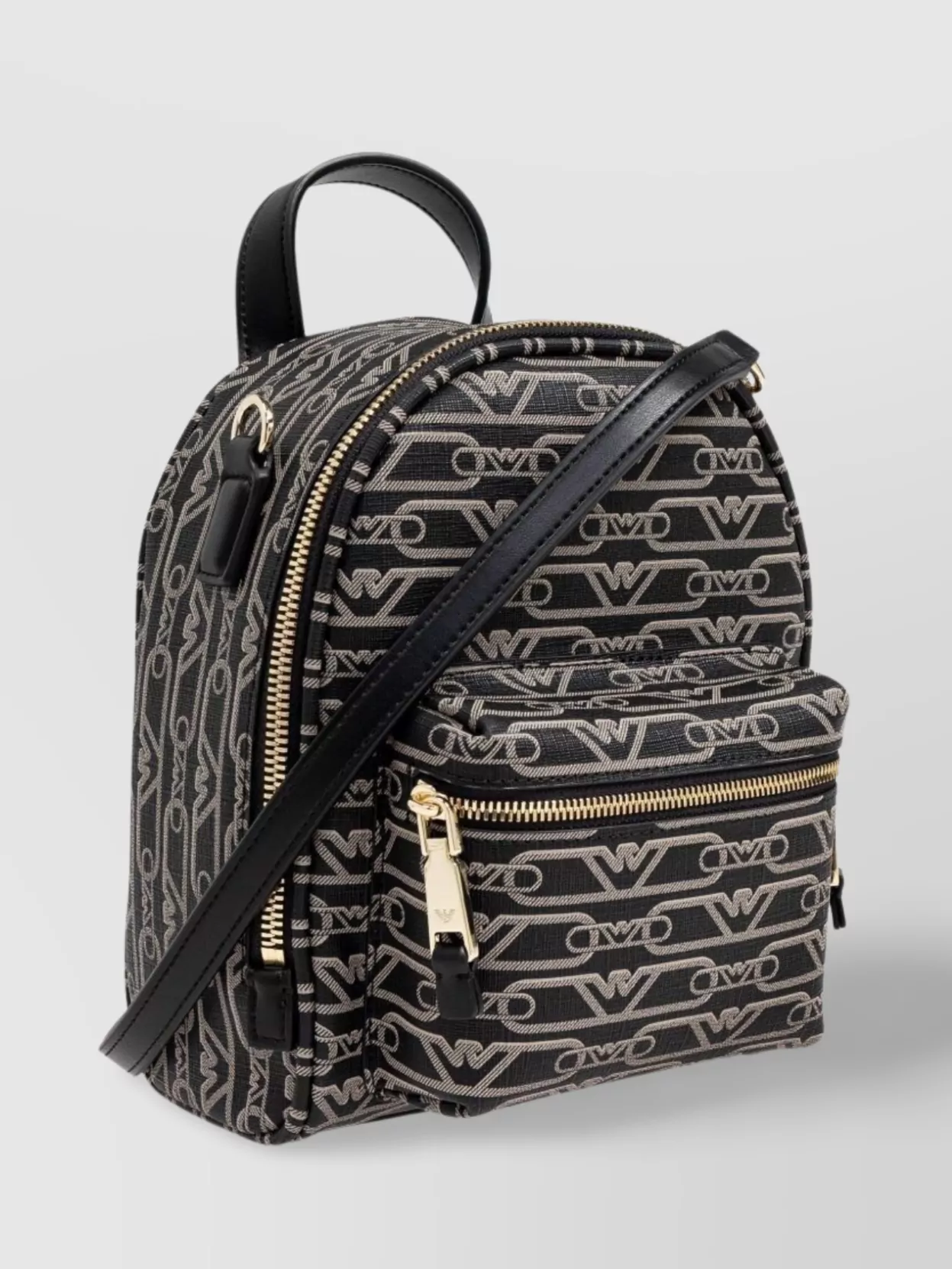Emporio Armani Logo Print Coated Backpack With Detachable Straps