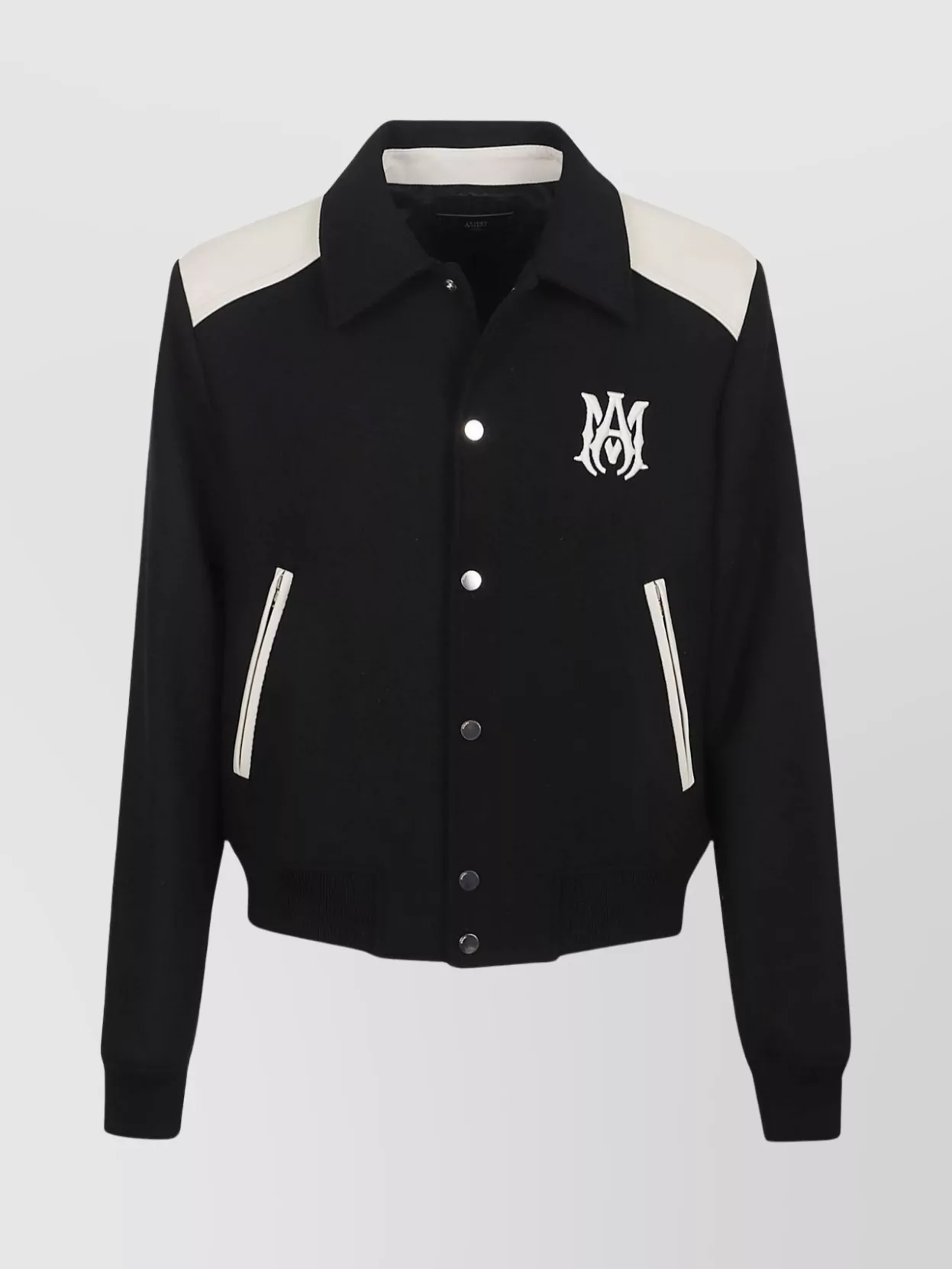 Amiri Varsity Jacket With Embroidered Logo And Contrasting Panels In Black