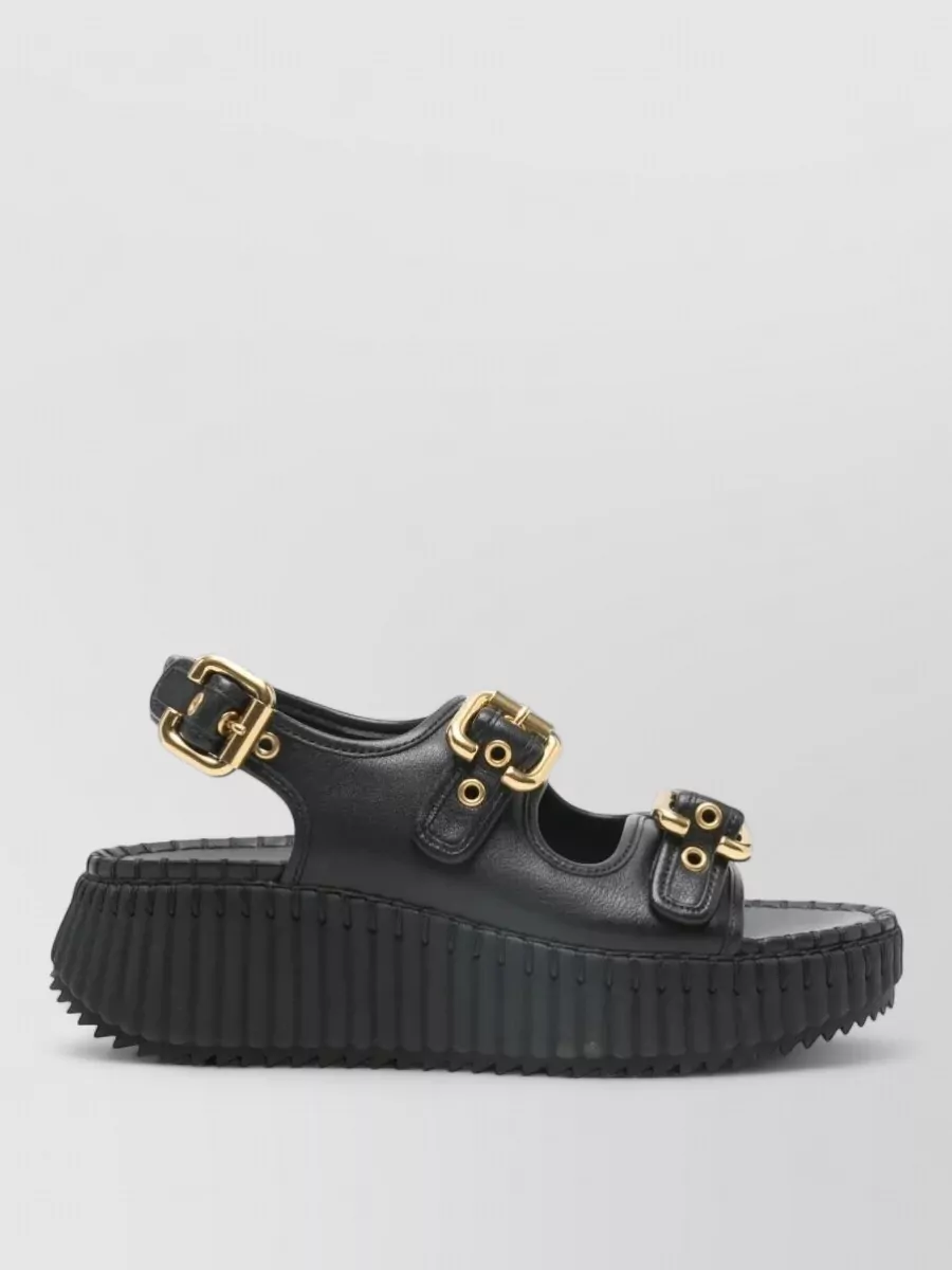 Chloé Nama Leather Sandals Slingback Platform Sole