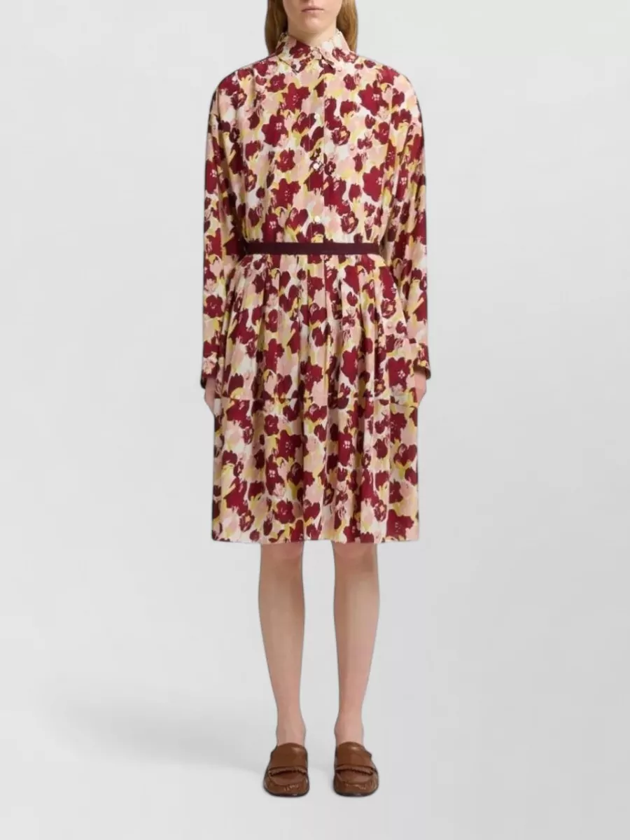 Marni Silk Floral-Print Pleated Midi Skirt