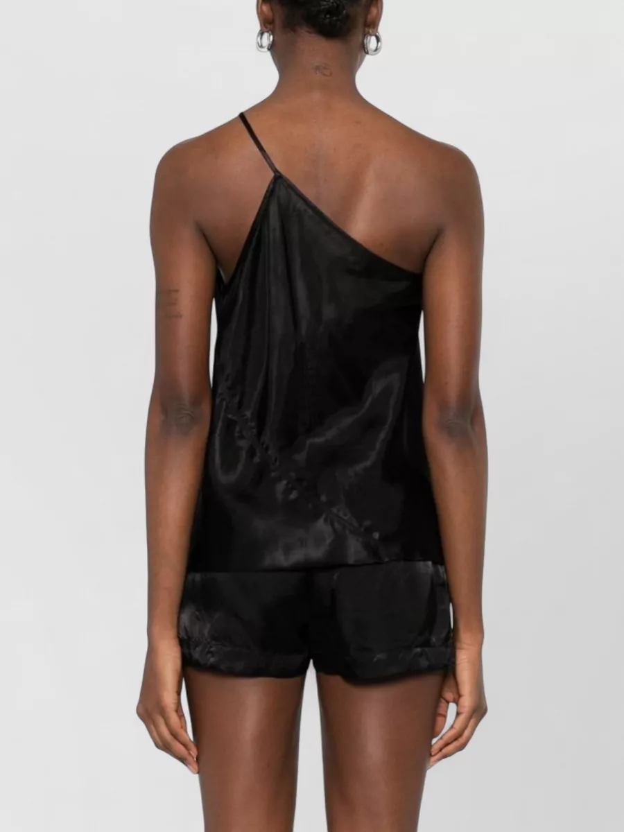 Rick Owens One Shoulder Nylon Satin Silk Top