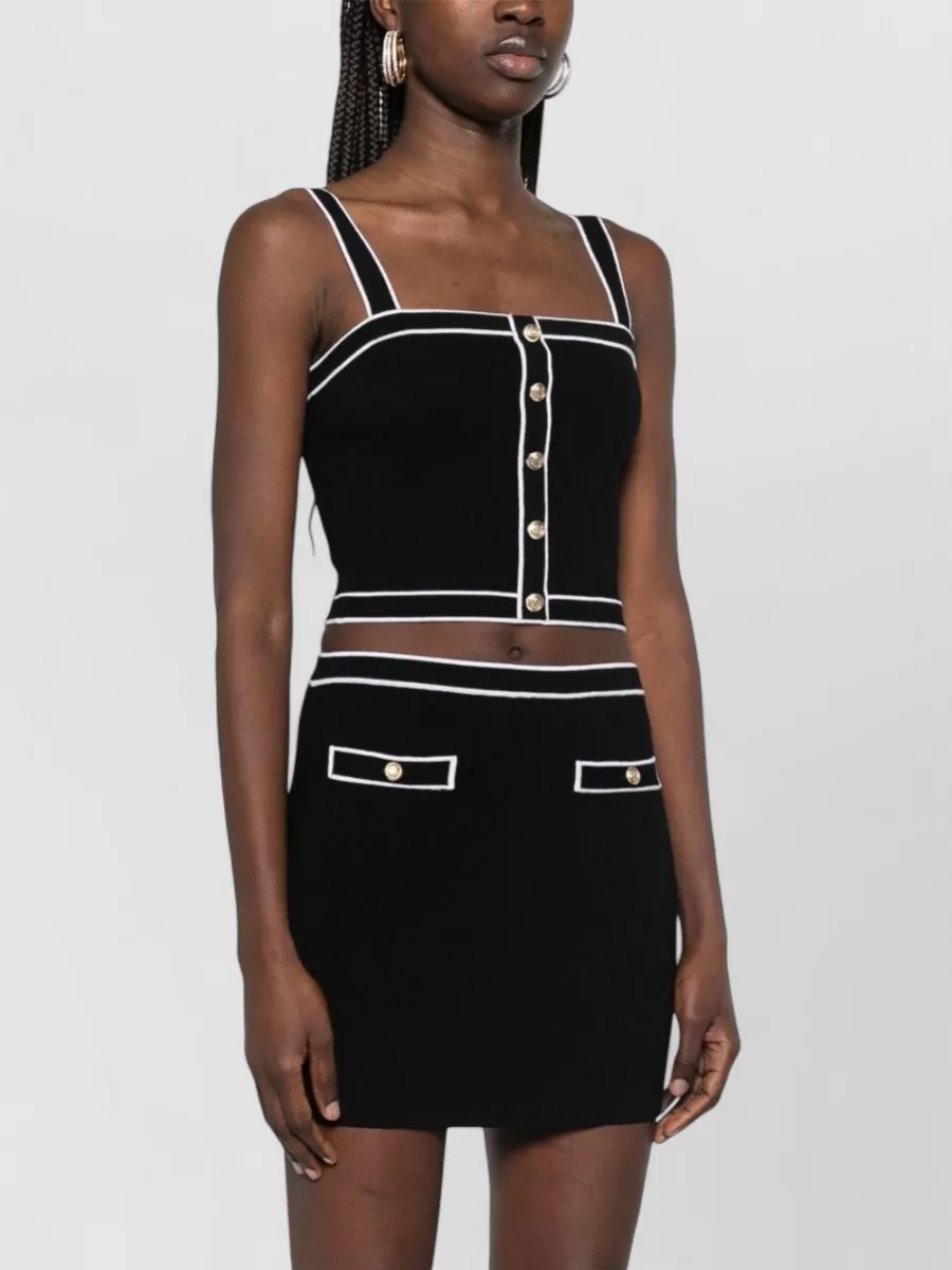 Alice + Olivia Cropped Square Neck Sleeveless Top