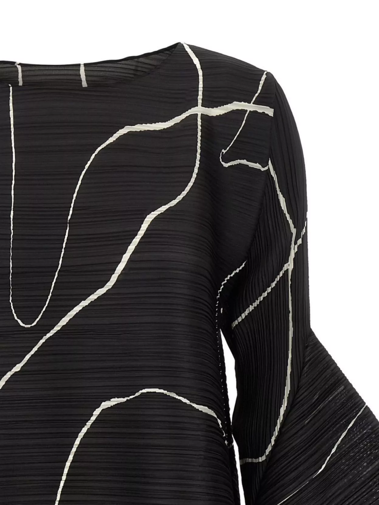 Pleats Please Issey Miyake Abstract Pattern Dress Bell Sleeves