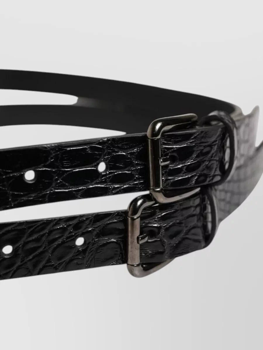 Dolce&Gabbana Caiman Leather Double Strap Belt