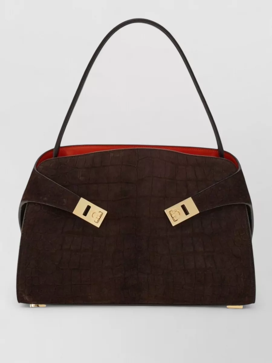 Ferragamo The Hug Bag Small Suede Leather Tote Bag
