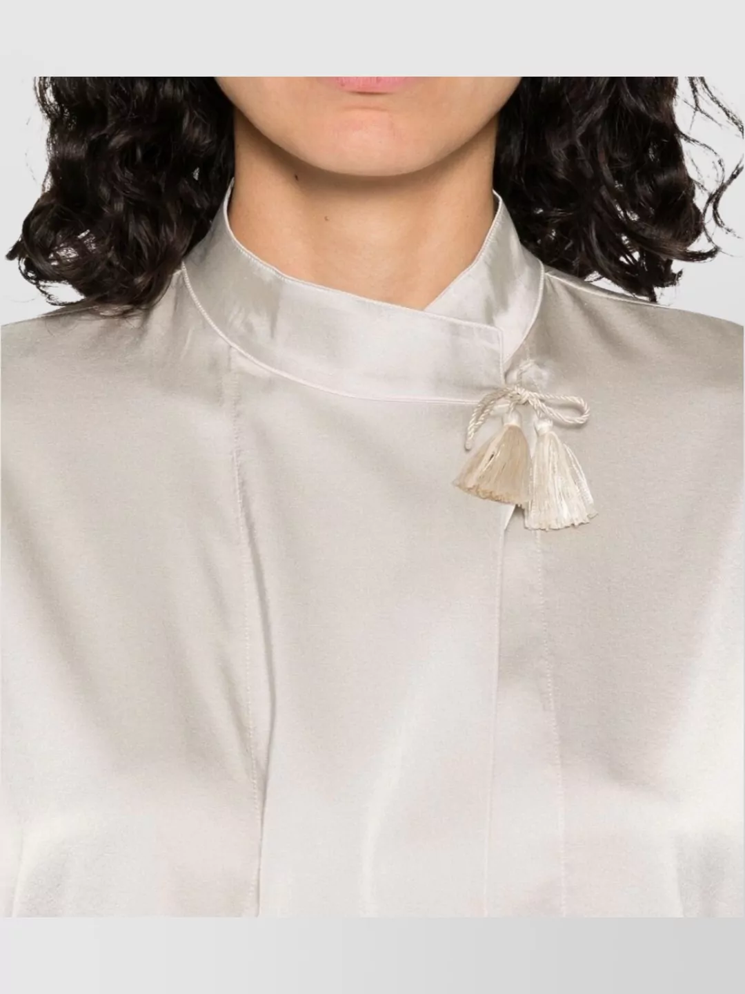 Forte Forte Long Sleeve Satin Blouse With Tassel Detail