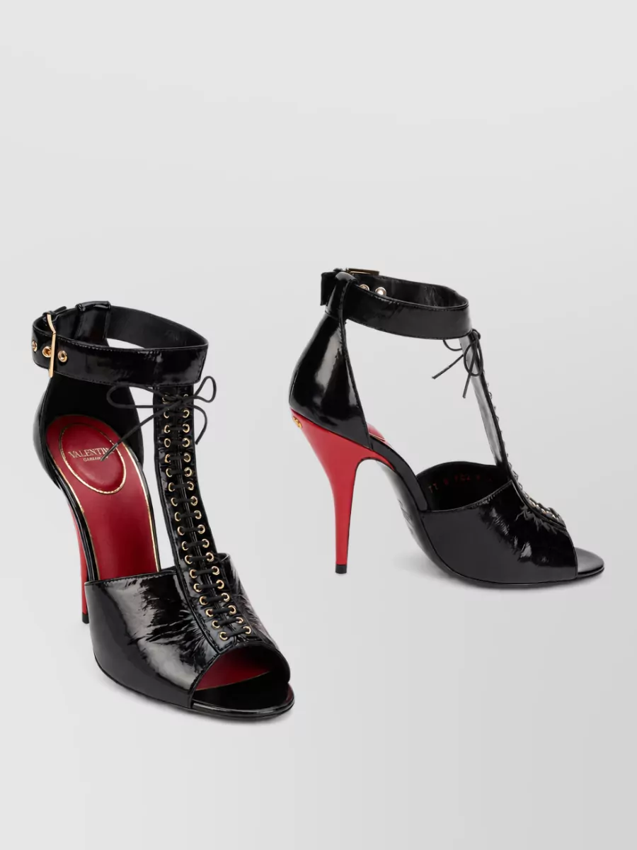 Valentino Garavani patent leather open-toe pumps