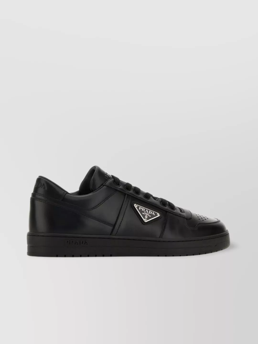 Shop Prada High-top Leather Sneakers Padded Ankle