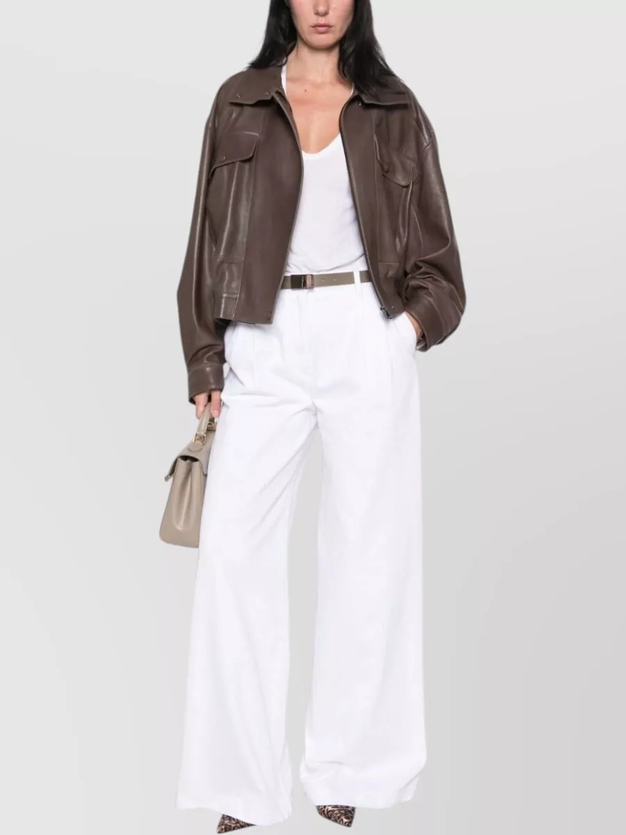 Dolce&Gabbana Denim Pleated Wide-Leg Trousers