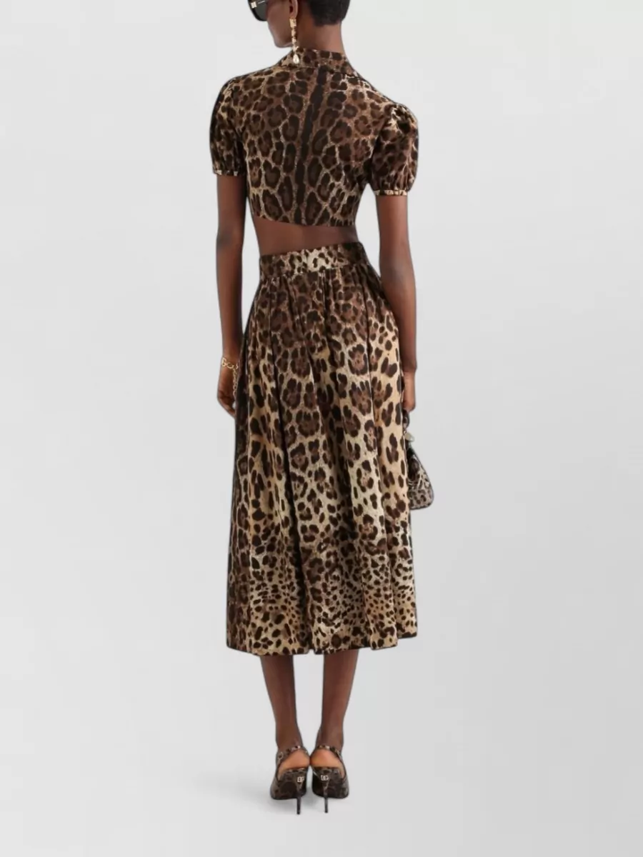 Dolce&Gabbana Cotton Leopard-Print Short-Sleeve Mini Dress