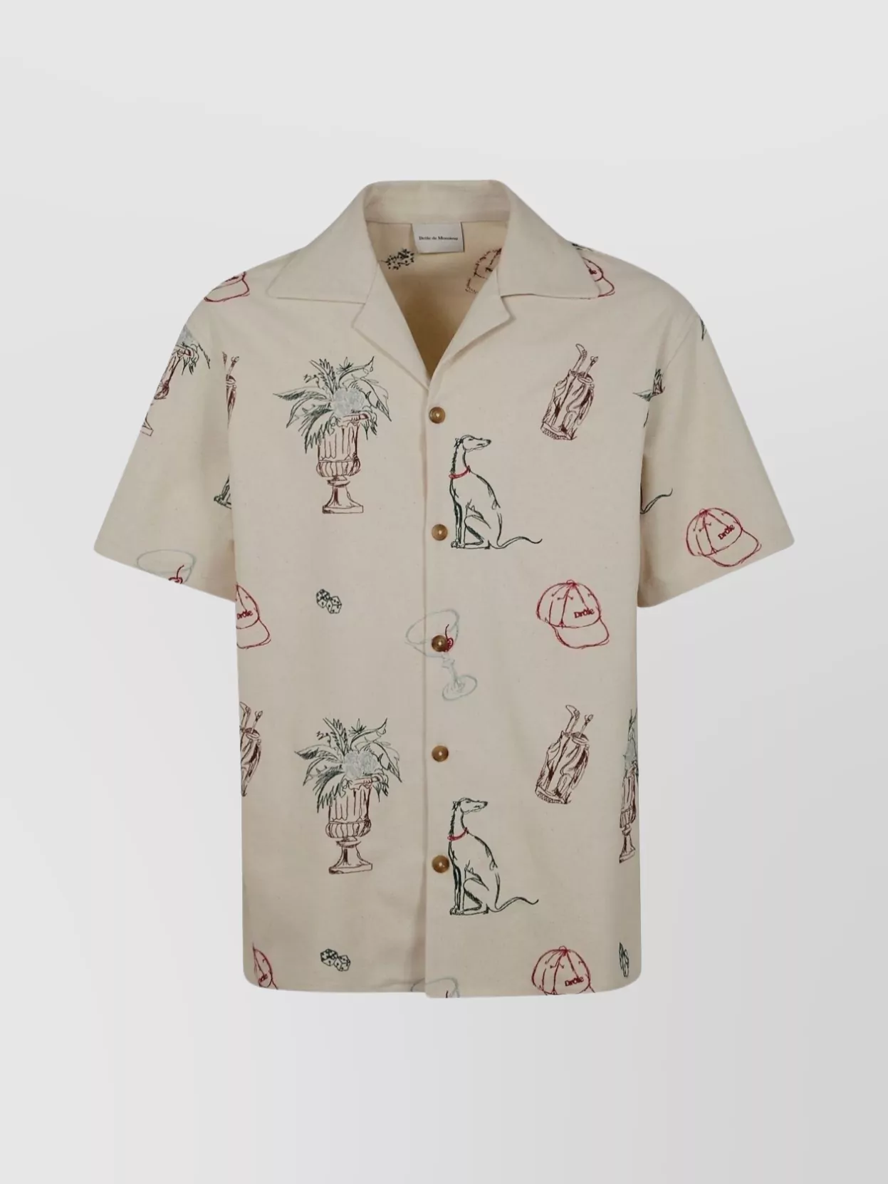 Drôle De Monsieur Graphic Print Camp Collar Shirt
