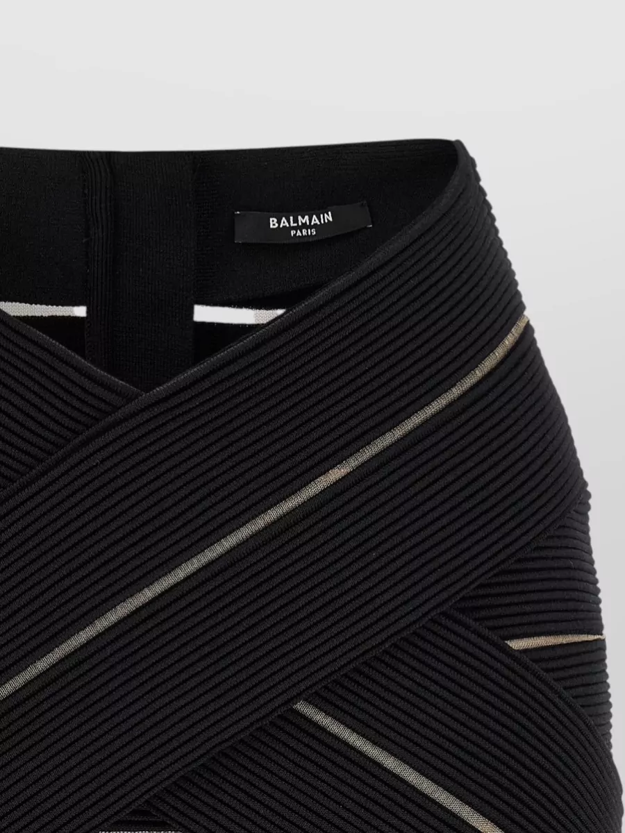 Balmain Mesh Panel V-Waist Mini Skirt