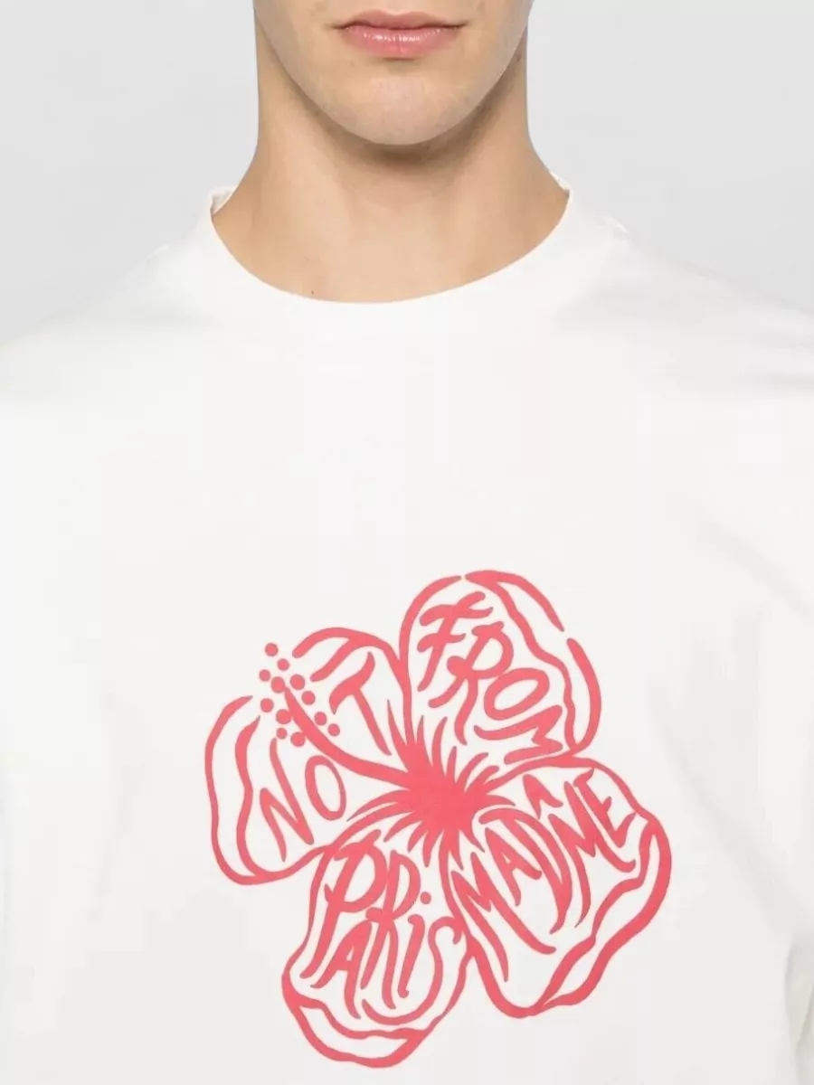 Drôle De Monsieur Hibiscus Slogan Relaxed Graphic Print T-Shirt
