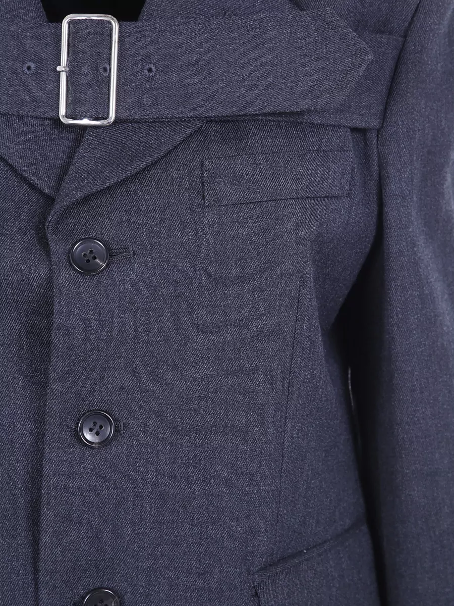 Comme Des Garçons Wool Belted Single Breasted Coat