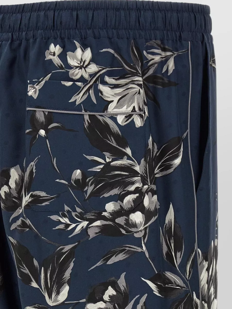 Dolce&Gabbana Silk Peonie Print Wide-Leg Track Pants