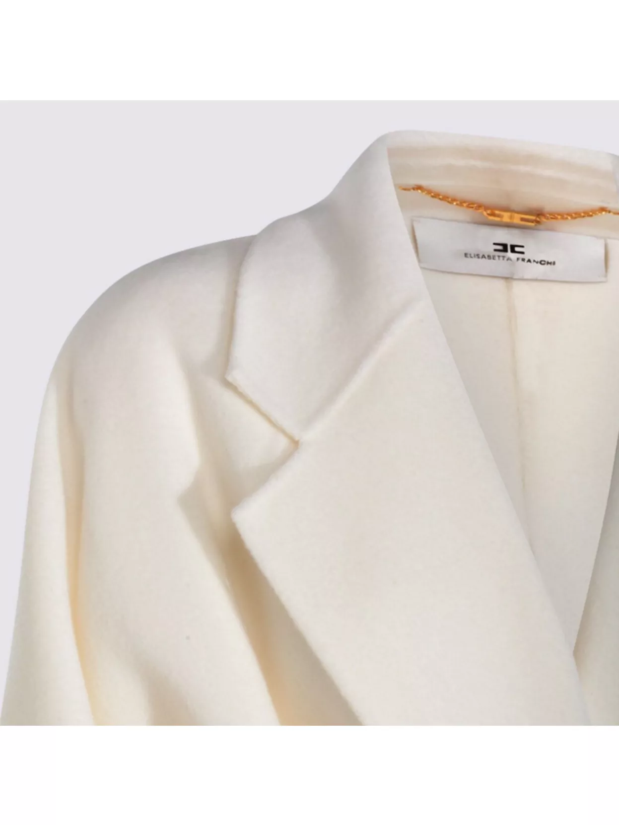Elisabetta Franchi Long Coat With Belt And Gold Buttons