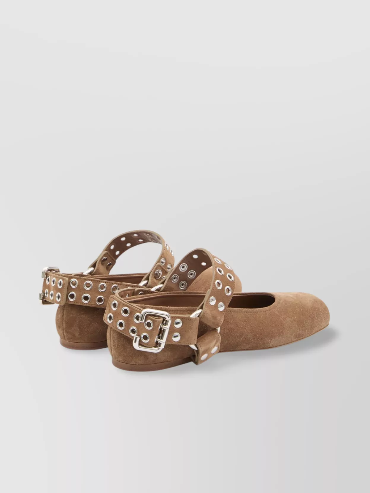 Alaïa Motorcycle-inspired Studded Suede Ballet Flats
