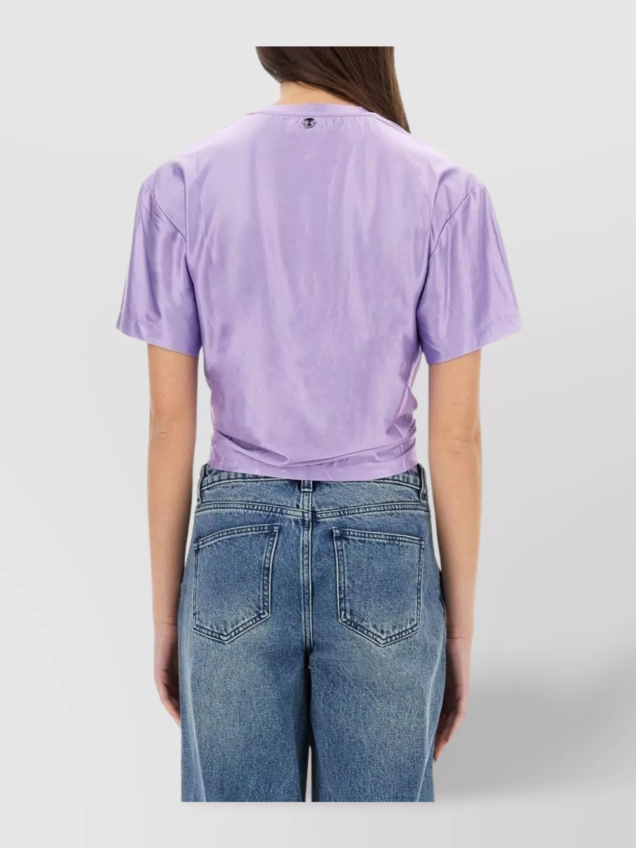 Paco Rabanne Short Sleeve Cropped T-Shirt With Embellished Ring