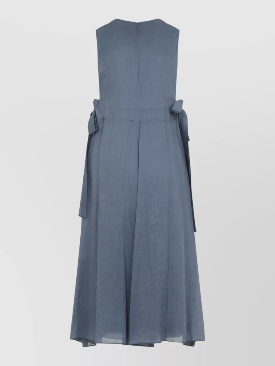 S Max Mara Ramie Sleeveless Round-Neck Midi Dress