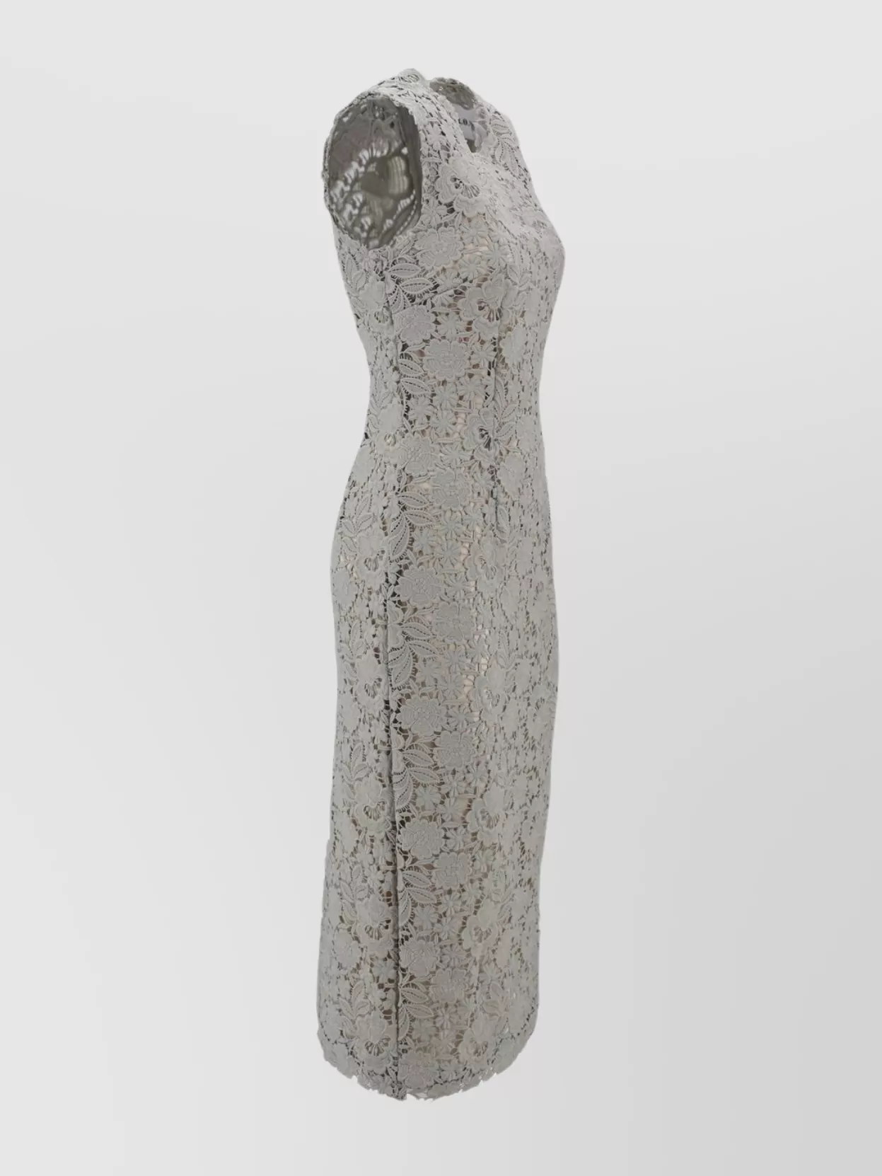 P.a.r.o.s.h Light Grey Lace Midi Dress