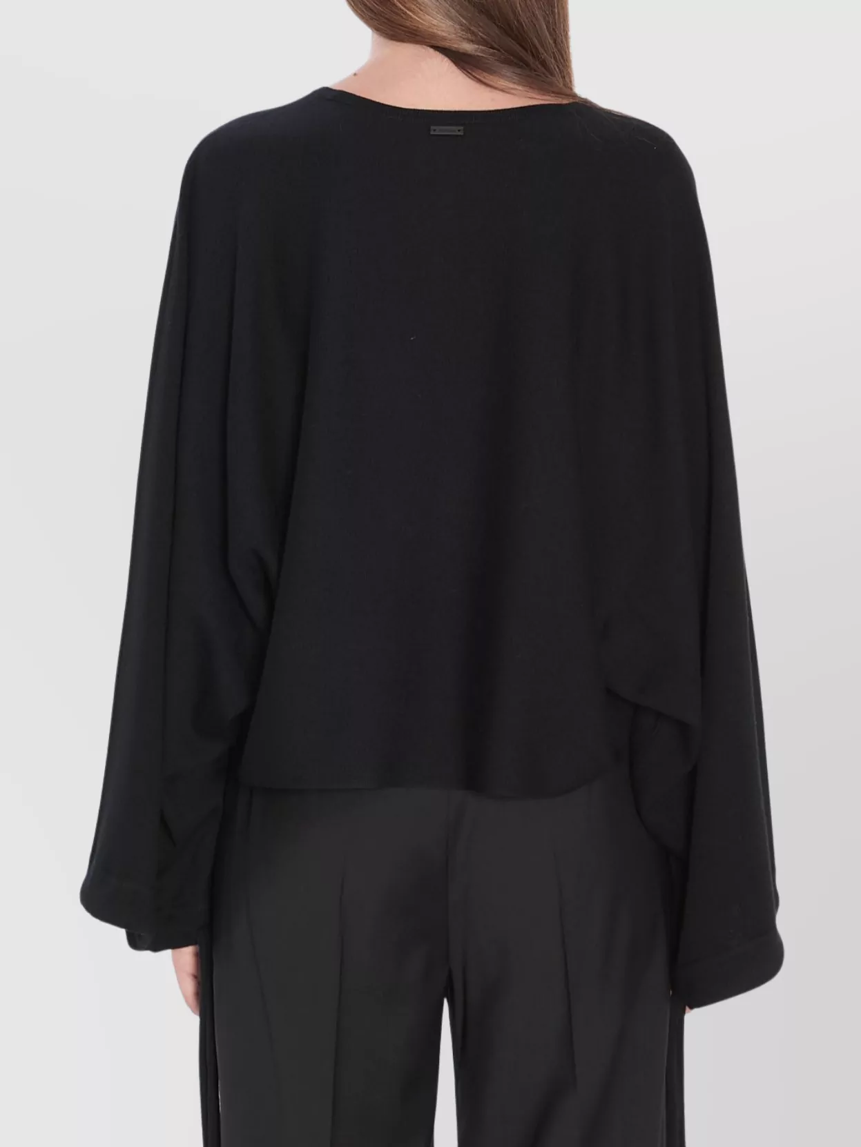 Max Mara Wool Batwing Sleeve Cropped Sweater In Black