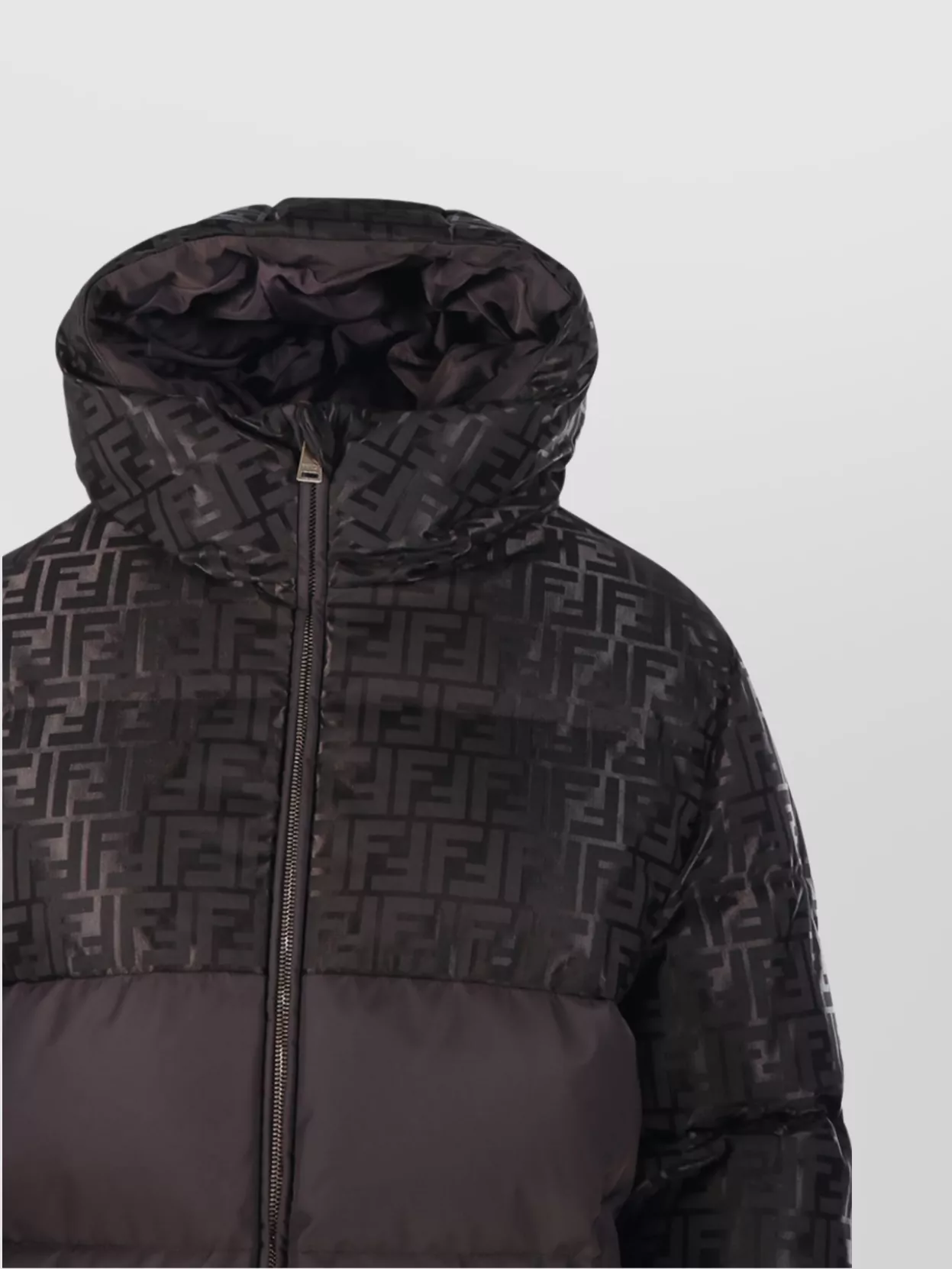 Fendi Hooded Quilted Jacket Ribbed Cuffs