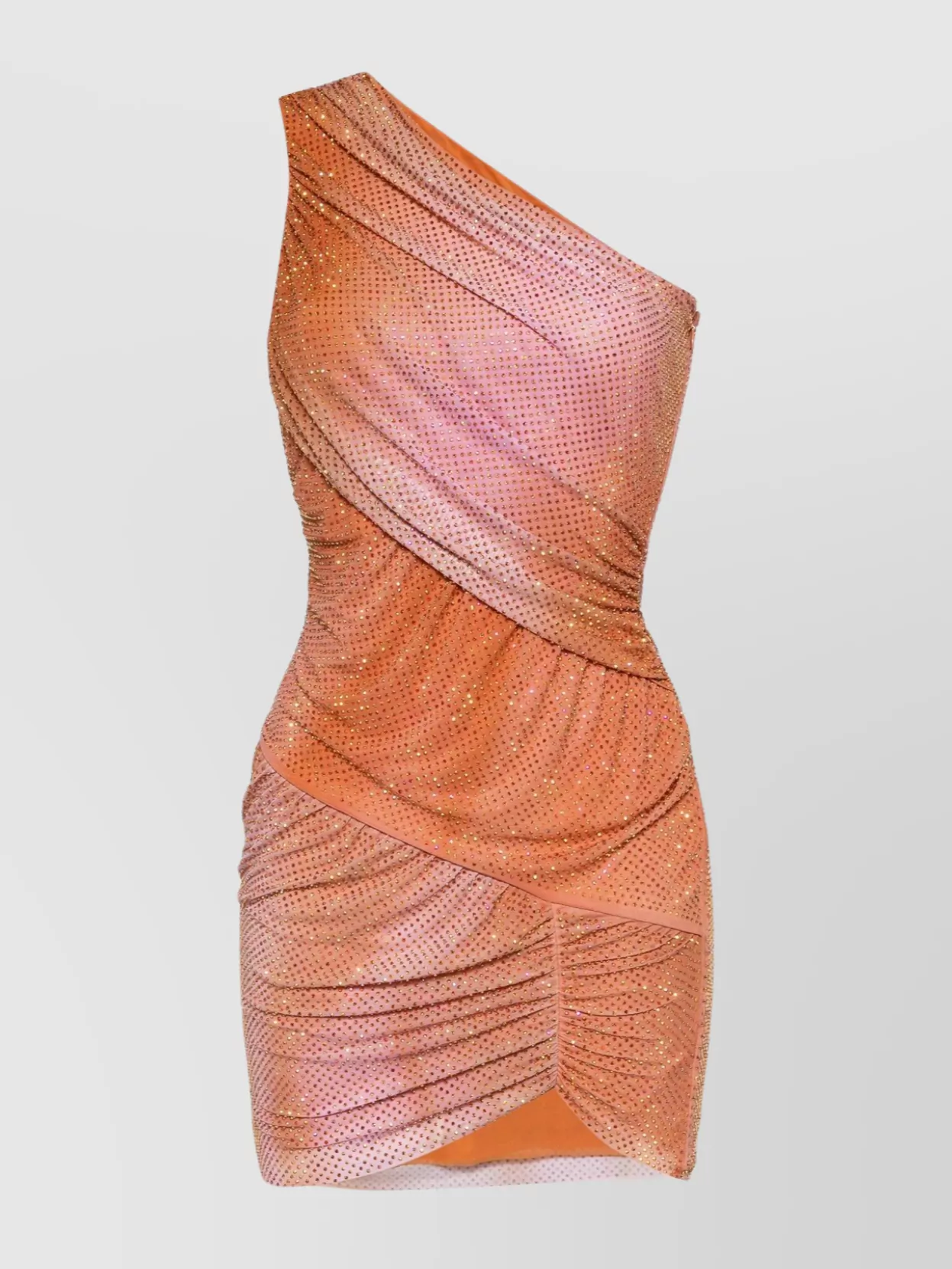Shop Self-portrait Mesh Rhinestone Mini Dress With Asymmetric Hem