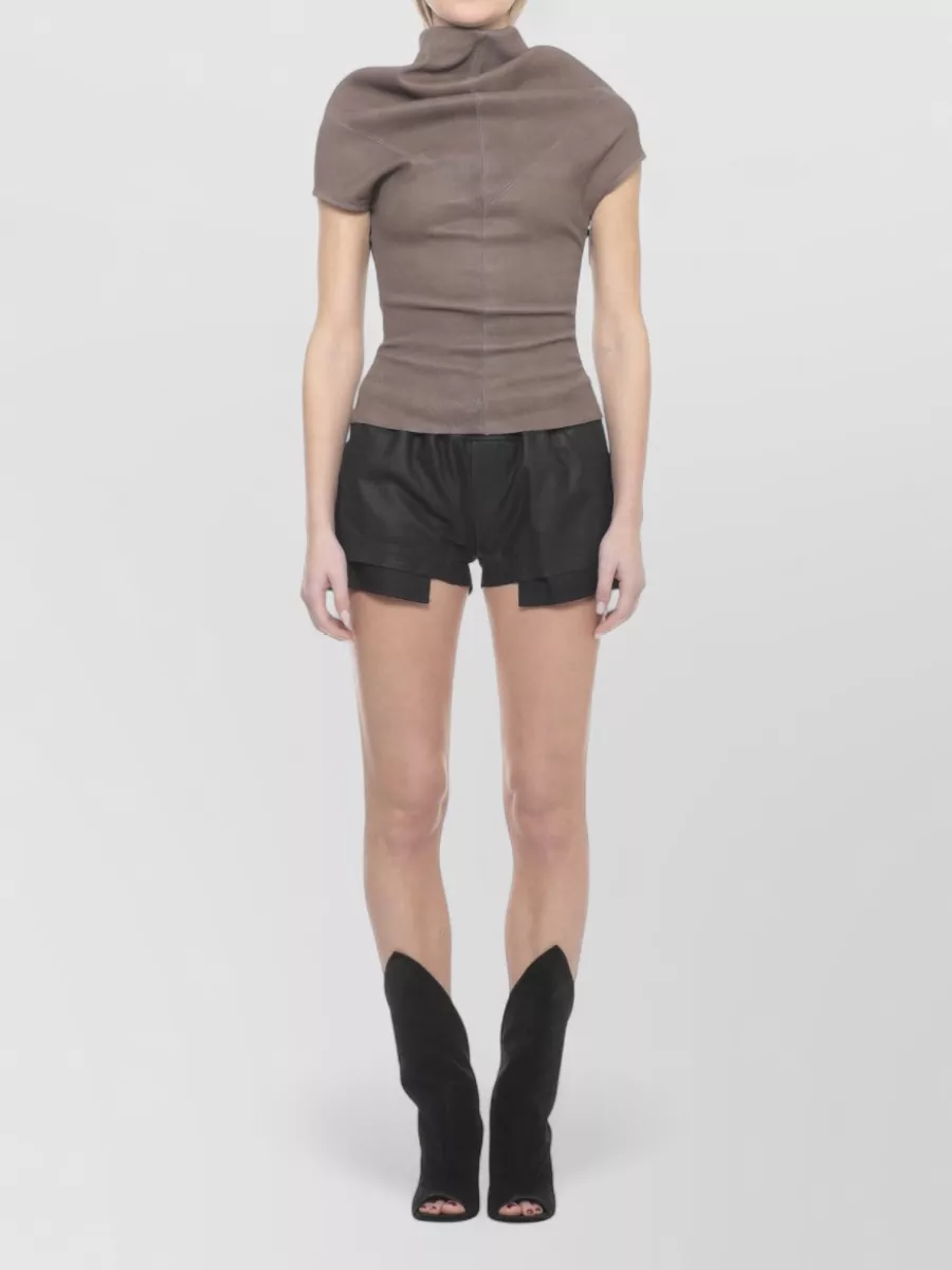 Rick Owens Leather High-Neck Sleeveless Top
