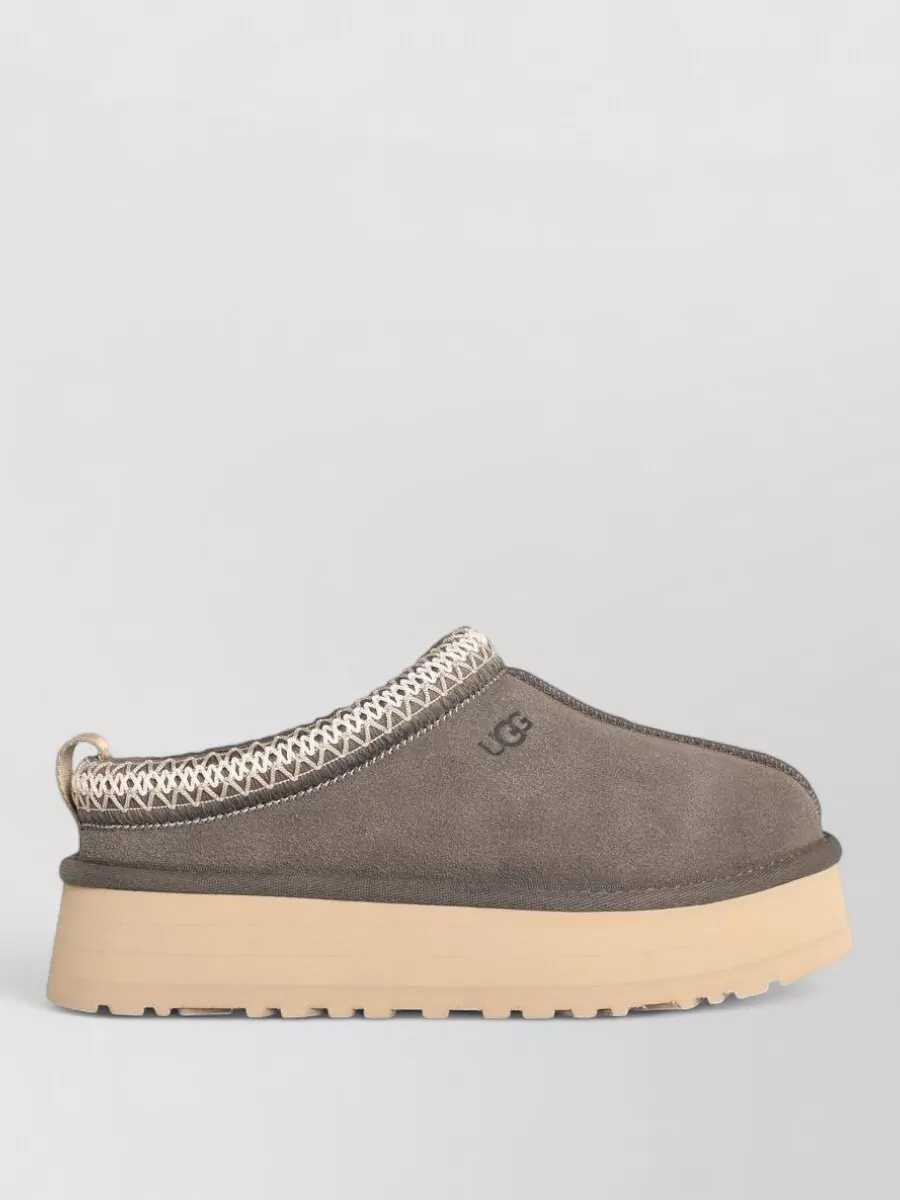 Ugg Tazz Ii Suede Slippers Embroidered Trim
