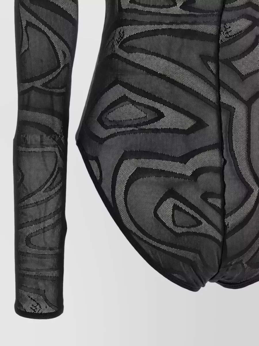 Pucci Jacquard Long-Sleeve Bodysuit