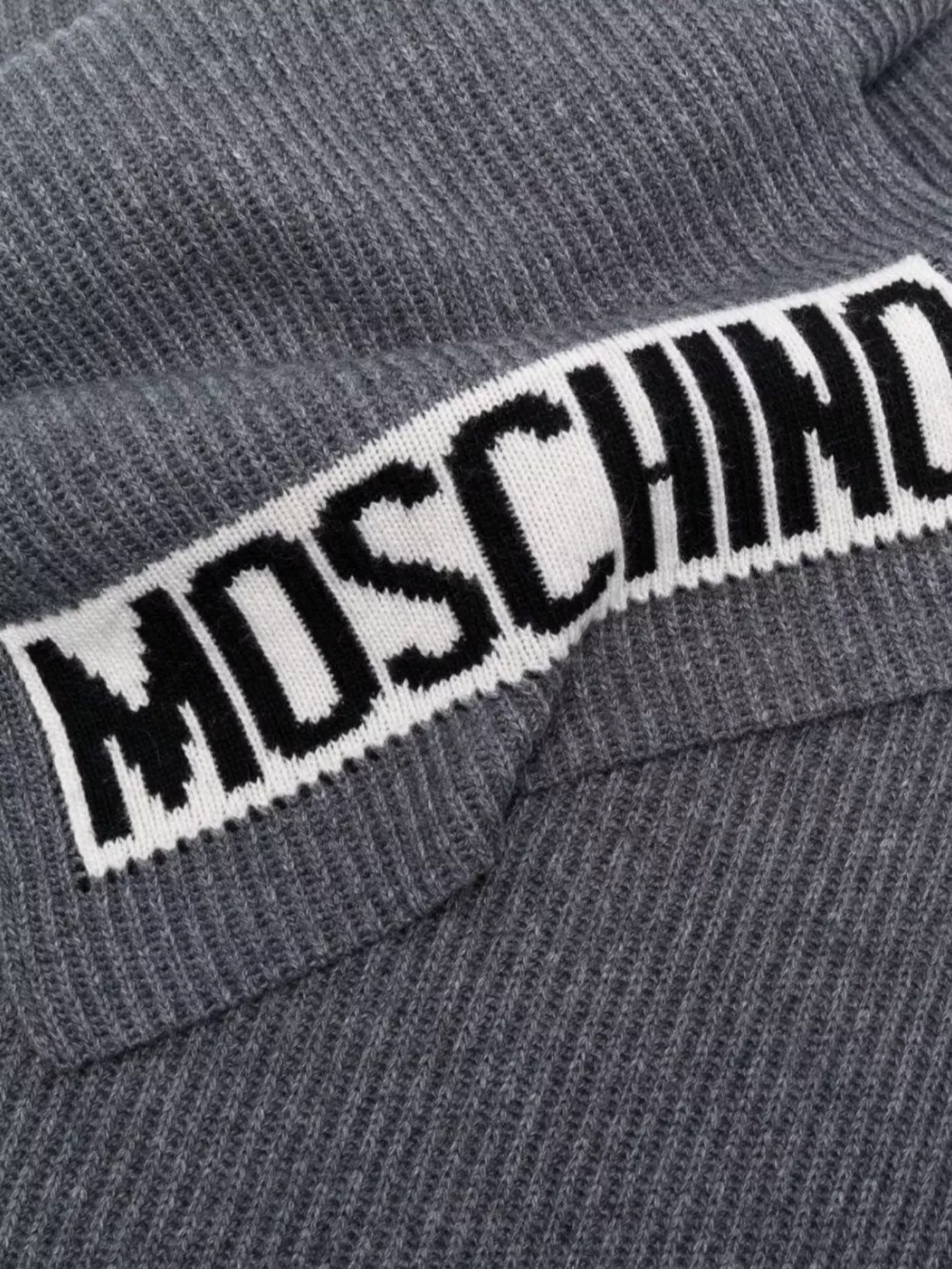 Moschino Ribbed Knit Wool Cashmere Scarf
