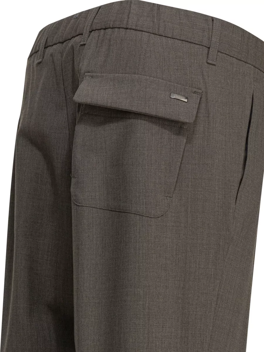 Herno Pleated Trousers Belt Loops Back Pocket