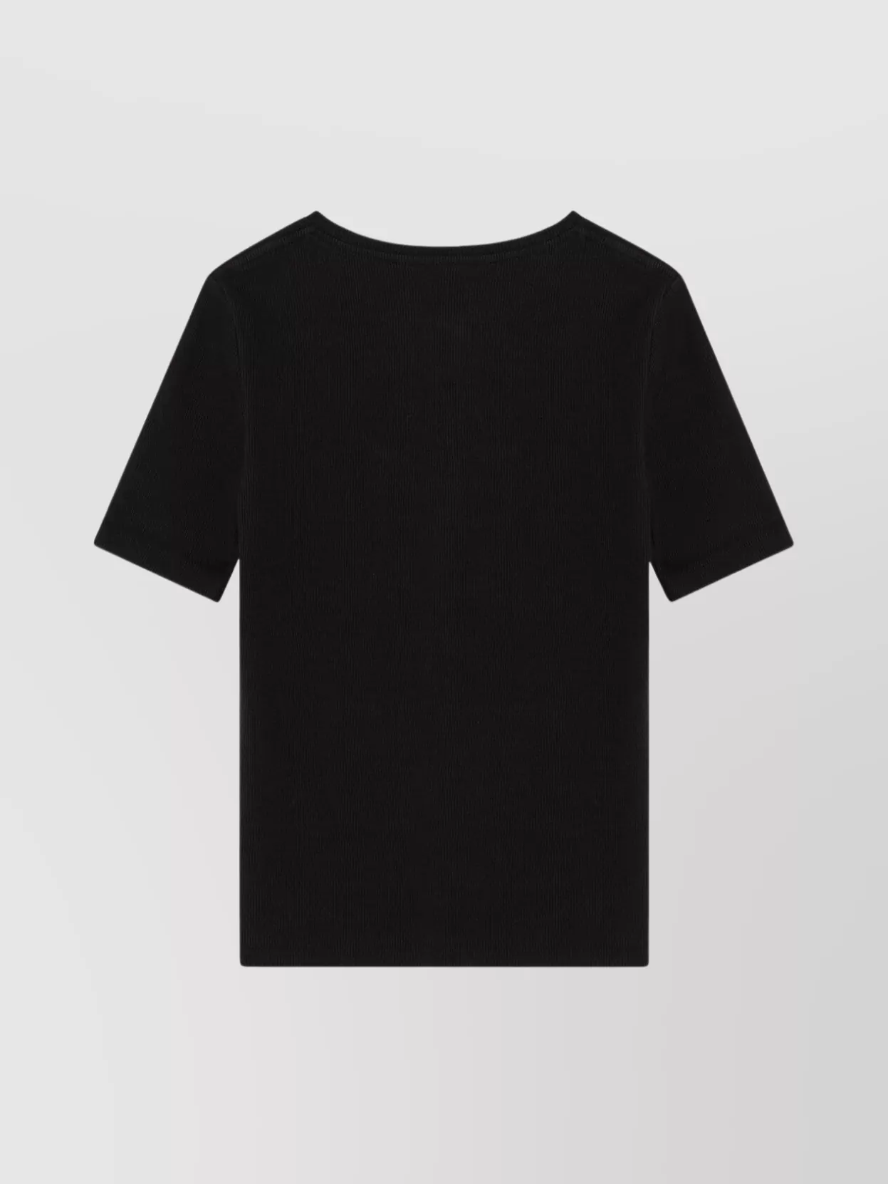 Anine Bing Ribbed Texture Short Sleeved T Shirt With Button Detailing