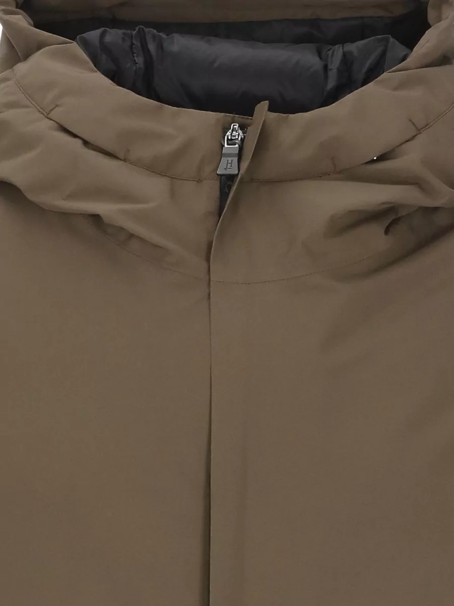 Herno Hooded Down Jacket Drawstring Hem Pockets