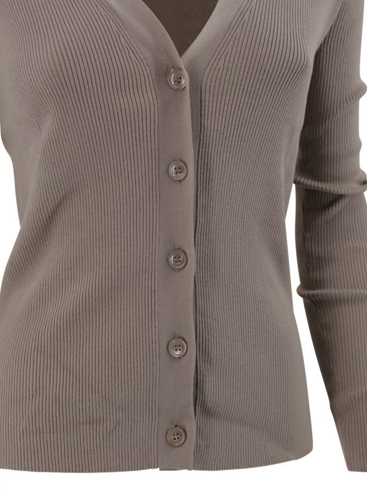 Weekend Max Mara Ribbed Knit V-neck Cardigan In Gray