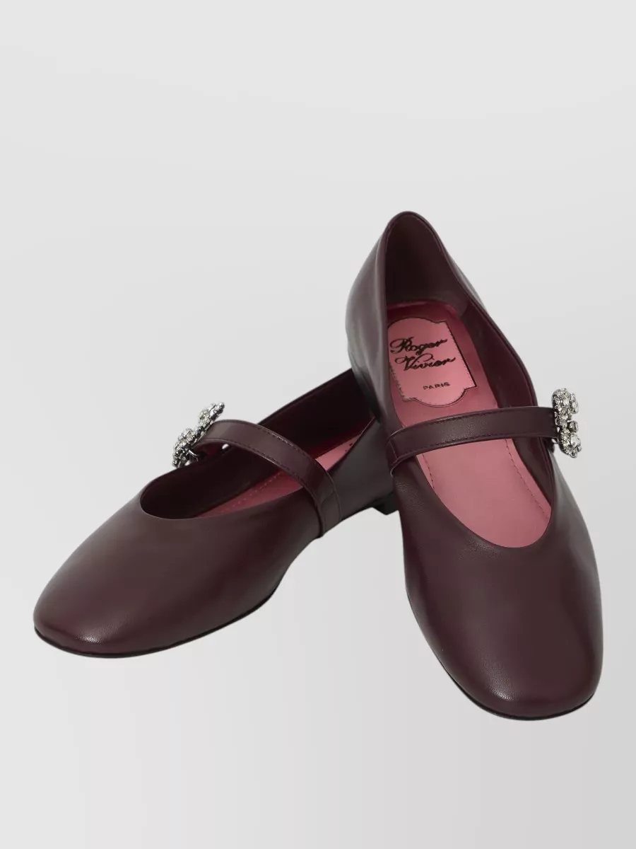 Roger Vivier Leather Strap Ballerina Flats