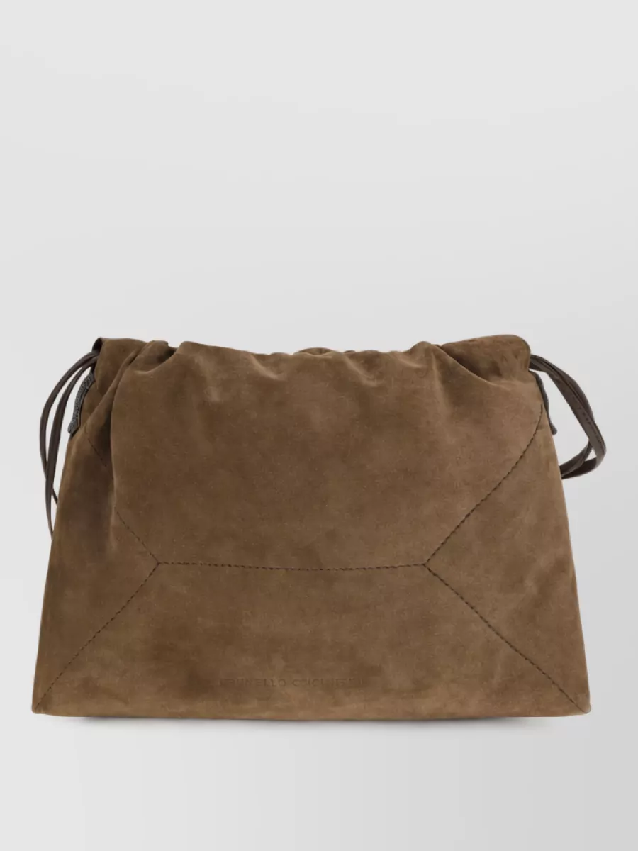 Brunello Cucinelli monili suede clutch bag