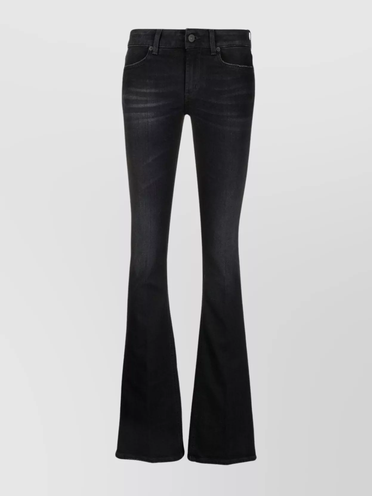 Dondup Flared Trousers Belted Faded Effect In Black