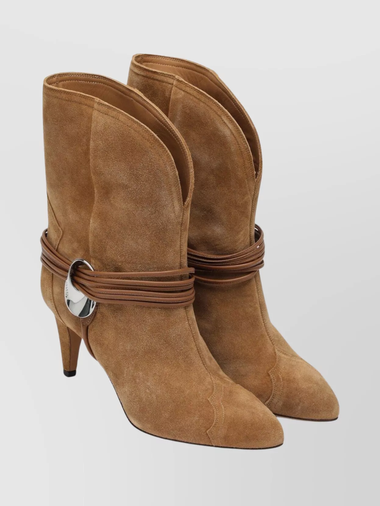 Isabel Marant Suede Ankle Boot Decorative Strap In Animal Print