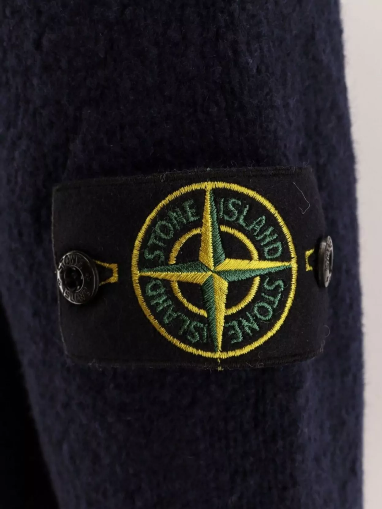 Stone Island Crew-neck Wool Blend Sweater With Logo Patch In Blue