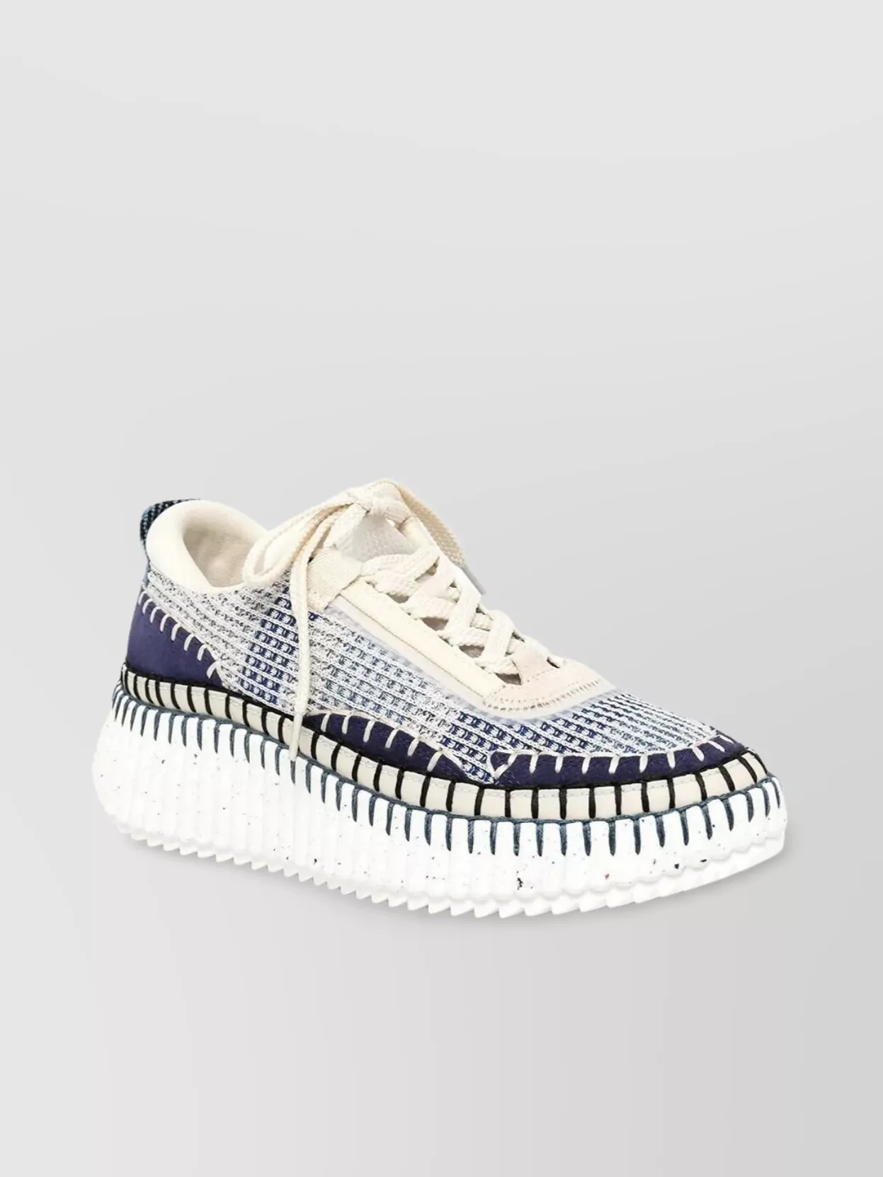 Chloé Nama Embroidered Suede And Recycled-mesh Sneakers In White